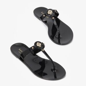 ♠️Kate Spade Kendall T-Strap Jelly Flat Sandals, Black NWT
